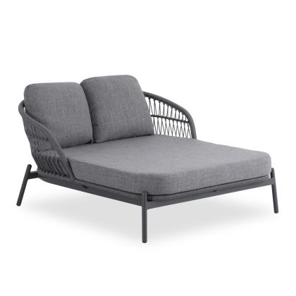 ДВУМЕСТЕН ГРАДИНСКИ ДИВАН QUANTUM SM6172, ЦВЯТ КАФЯВ, АЛУМИНИЙ, ПЛЕТЕН, 162X148X97 ВИСОЧИННИ СМ