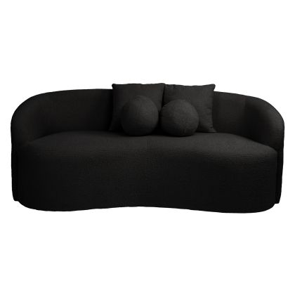 ДВУМЕСТЕН ДИВАН LYON - ВСЕКИДНЕВНА - ХОЛ, ЧЕРЕН ПЛАТ С ПЛЮШЕНО МЕЧЕ