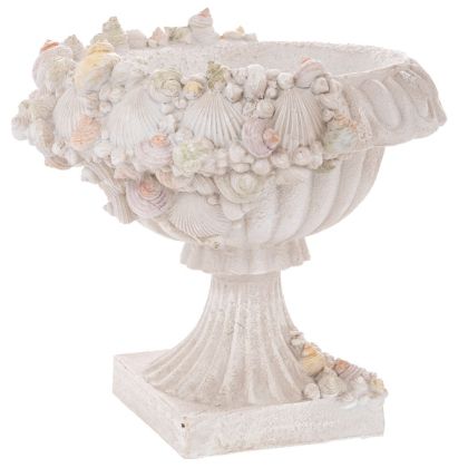 ДЕКОРАТИВЕН АМФОР ОТ ПОЛИРЕЗИН С МИДИ В БЯЛ ЦВЯТ 33X32X29,5 СМ