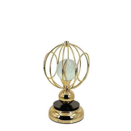Декоративна металикова златиста/черна малка настолна лампа - сфера със стъкло - Φ16x28см 6/кутия