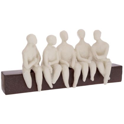 ДЕКОРАТИВНА ПОЛИРЕЗИН ГОВОРЯЩИ МЪЖЕТА ВЪРХУ ОСНОВА, ЦВЯТ ОТ БЯЛ И ШОКОЛАДОВ 39X8,5X17,5 СМ