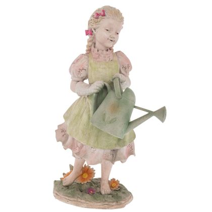 ДЕКОРАТИВНА ФИГУРА ОТ ПОЛИРЕЗИН НА МОМИЧЕ В ПАСТЕЛНИ НЮАНСИ 37,5X23X57СМ