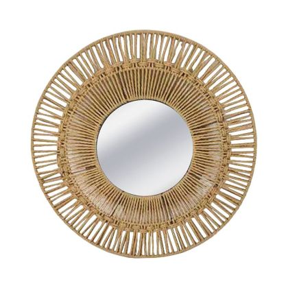 Декоративно кръгло огледало бежово с радиален дизайн с въже - Φ50x3см 8/15 кутийки