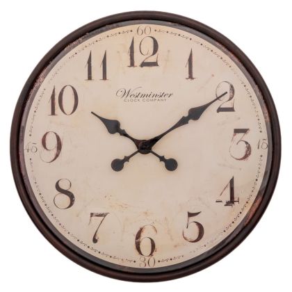 ДЕКОРИРАН КРЪГЪЛ МЕТАЛЕН СТЕНЕН ЧАСОВНИК В БЕЖОВО-КАФЯВ ЦВЯТ, 50 СМ