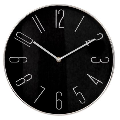 ДЕКОРИРАН КРЪГЪЛ МЕТАЛЕН СТЕНЕН ЧАСОВНИК В ЧЕРЕН И СРЕБЪРЕН ЦВЯТ, 30 СМ