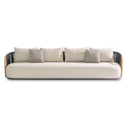 ДИВАН 4-МЕСЕН AUGUSTUS SM6459.01 СИВ АЛУМИНИЙ И ВЪЖЕ - БЕЖОВ ОЛЕФИН 330X91X71H