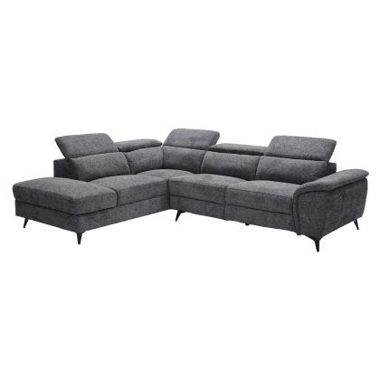 ДИВАН ROMEO-RELAX, ДЕСЕН ЪГЪЛ, СИВ ПЛАТ, МЯСТО ЗА СЪХРАНЕНИЕ, ЕДНА СЕДАЛКА С ЕЛЕКТРИЧЕСКО РЕГУЛИРАНЕ НА НАКЛАНЯНЕТО