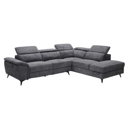 ДИВАН ROMEO-RELAX, ЛЯВ ЪГЪЛ, СИВ ПЛАТ, МЯСТО ЗА СЪХРАНЕНИЕ, ЕДНА СЕДАЛКА С ЕЛЕКТРИЧЕСКО РЕГУЛИРАНЕ НА НАКЛАНЯНЕТО