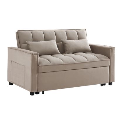 ДИВАН TEMPO - ЛЕГЛО, С НАКЛАНЯЩА СЕ ОБЛЕГАЛКА, БЕЖОВ ВЕЛУРЕНА МАТЕРИЯ