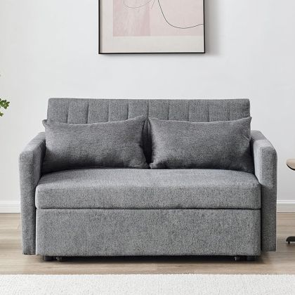 ДИВАН TEMPO-W - ЛЕГЛО, С НАКЛАНЯЩА СЕ ОБЛЕГАЛКА, СИВ ПЛАТ