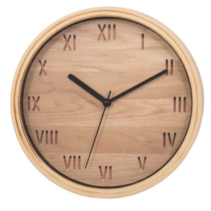 ДЪРВЕН СТЕНЕН ЧАСОВНИК В КАФЯВ ЦВЯТ И ОВАЛНА ФОРМА D22CM