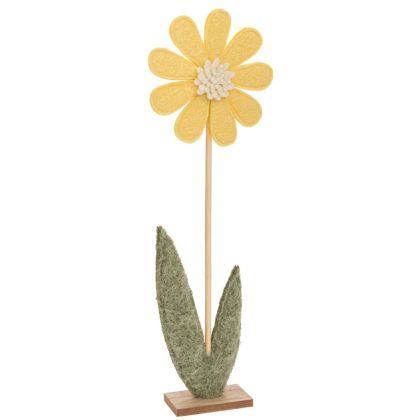 Yellow felt flower with wooden base 15x5x42cm