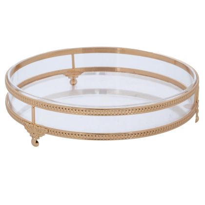 ЗЛАТИСТ АКРИЛЕН ПОДНОС С КРЪГЛА ФОРМА 26X26X6 СМ