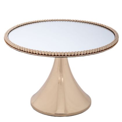 ЗЛАТИСТ МЕТАЛЕН ПОДНОС СЪС СТЪКЛЕНА ПОВЪРХНОСТ 25X25X17 СМ