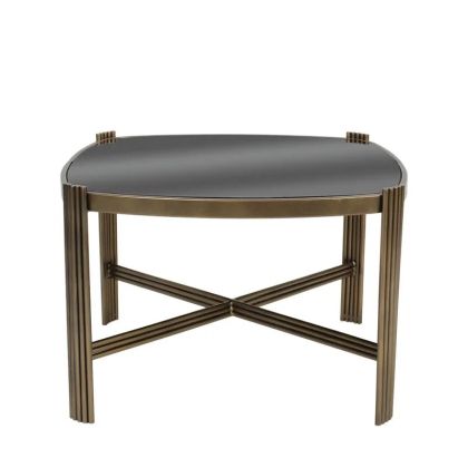 ЗЛАТИСТА МЕТАЛНА МАСА СЪС СТЪКЛЕНИ ЗАОБЛЕНИ ПРАВОЪГЪЛНИ ПАРКОВЕ - 60x60x40см 1/KIB