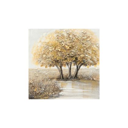 ЗЛАТНА КАРТИНА ВЪРХУ ПЛАТНО С 3 СЪЕДИНЕНИ ДЪРВЕТА 40x40CM 18/KIB