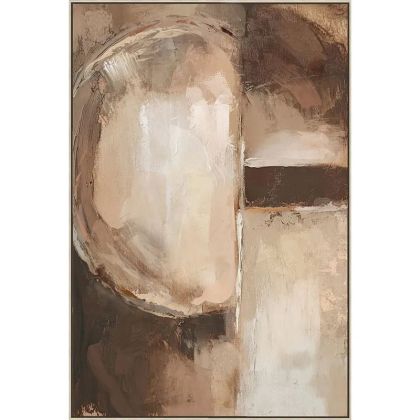 КАРТИНА ВЪРХУ ПЛАТНО С КАФЯВ АБСТРАКТЕН ДИЗАЙН В РАМКА - 82.5x122.5x3.5см 8/KΙB