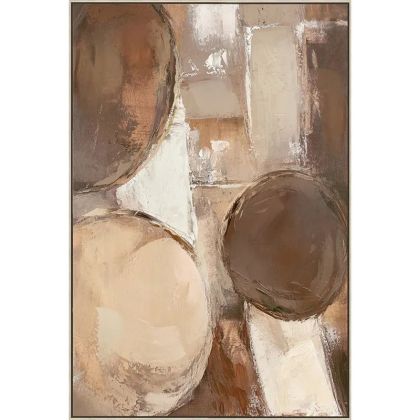 КАРТИНА ВЪРХУ ПЛАТНО С КАФЯВ АБСТРАКТЕН ДИЗАЙН В РАМКА - 82.5x122.5x3.5см 8/KΙB