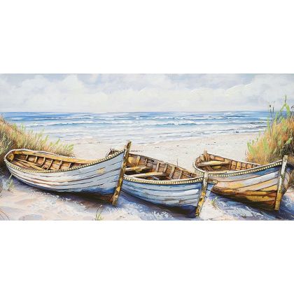 КАРТИНА НА ПЛАТНО С ЛОДКИ НА БРЕГА 60x120CM 8/KIB