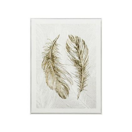 КАРТИНА НА ПЛАТНО 2 КРИЛА ЗЛАТИСТО/БЯЛО РЕЛЕФЕН ЕФЕКТ В РАМКА - 40x60x2.5 см 9 БР./КУТИЯ