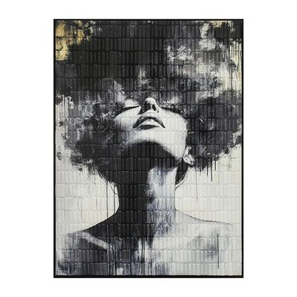 КАРТИНА НА ПЛАТНО ЖЕНСКИ СЕНСЕЙШЪНС, ЧЕРНО-БЯЛО/ЗЛАТНО, РЕЛЕФЕН ЕФЕКТ, В РАМКА - 60x80x3.5 см, 15 бр./КУТИЯ