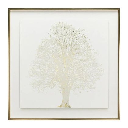 КАРТИНА НА ПЛАТНО ЗЛАТНО ДЪРВО С 3D ЕЛЕМЕНТИ В РАМКА - 80x80x3 см 8 БР./КУТИЯ