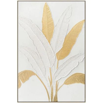 КАРТИНА НА ПЛАТНО С РЕЛЕФЕН ДИЗАЙН БАНАН В БЯЛ/ЗЛАТИСТ ЦВЕТ В РАМКА - 82.5x122.5x3.5см 8 БР./КУТИЯ