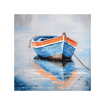 КАРТИНА НА ПЛАТНО СИН ЛОДКА В МОРЕ 60x60CM 16/KIB