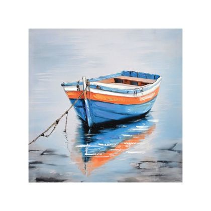 КАРТИНА НА ПЛАТНО СИН ЛОДКА В МОРЕ 60x60CM 16/KIB