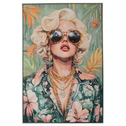 КАРТИНА НЕЖНА ЖЕНСКА ФИГУРА, ПЕЧАТАНА ВЪРХУ ПЛАТНО СЪС СРЕБЪРНА РАМКА, 80X120 СМ