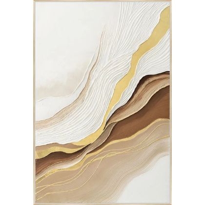 КАРТИНА ПЛАТНО, АБСТРАКТНО, РЕЛЕФЕН ДИЗАЙН В РАМКА, КРЕМАВО/КАФЯВО/ЗЛАТНО - 102.5x152.5x4.5см 6/KIB