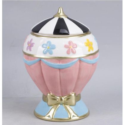 КЕРАМИЧЕН БУРКАН ЗА БИСКВИТКИ С ФОРМА НА БАЛОН В ПАСТЕЛНИ НЮАНСИ 18X18X27 СМ