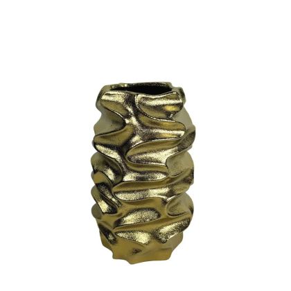 КЕРАМИЧНА ВАЗА ЗЛАТИСТО С ВЪЛНООБРАЗЕН ЕФЕКТ, СРЕДНА - 26,7 см 1/6KIB