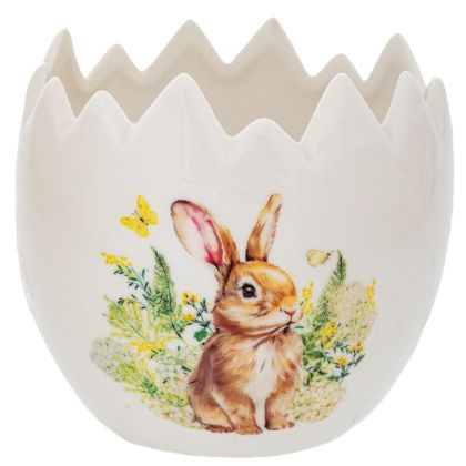 КЕРАМИЧНА ВАЗА ПОЛОВИН ЯЙЦЕ 11X11X10 СМ