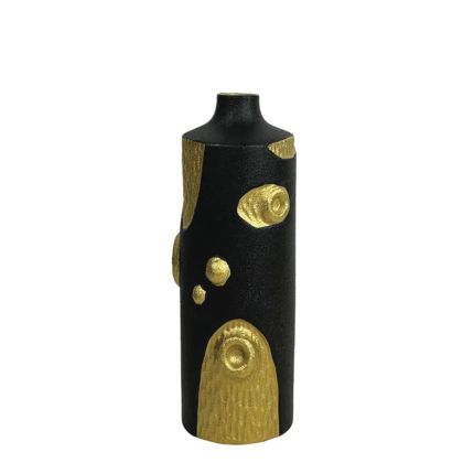 КЕРАМИЧНА ВАЗА ЧЕРНА ВИСОКА СЪС ЗЛАТИСТИ ДОПЪЛНИТЕЛНИ ЧАСТИ СРЕДНА - 36.8 см1/9KIB