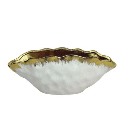 КЕРАМИЧНА КУПА БЯЛА/ЗЛАТИСТА С ОМБРЕ ЕФЕКТ НА МИДИНА ГОЛЯМА - 36,8 см 1/6 КУБИЧКА