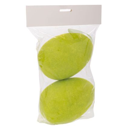 Комплект 12 висящи флокирани яйца в зелен цвят 15x19x9 см