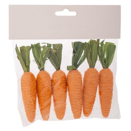 Комплект 6 оранжеви декоративни моркови за великденска декорация