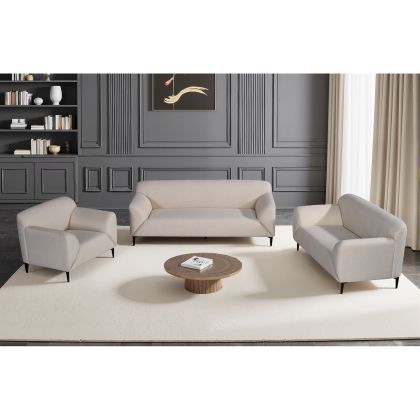 КОМПЛЕКТ ЗА ДНЕВНА VICTORIA - ФОТЬОЙЛ - 2-МЕСТЕН - 3-МЕСТЕН, БЕЖОВ ПЛАТ