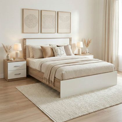 КОМПЛЕКТ ЗА СПАЛНЯ ATHOS SONOMA WHITE С ЛЕГЛО 140X200 СМ, 3 ЧАСТИ