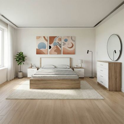 КОМПЛЕКТ ЗА СПАЛНЯ ATHOS SONOMA WHITE С ЛЕГЛО 160X200 СМ, 4 ЧАСТИ