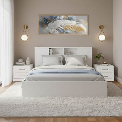 КОМПЛЕКТ ЗА СПАЛНЯ OLYMPUS WHITE С ЛЕГЛО 140X200 СМ, 3 ЧАСТИ