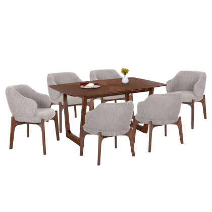 КОМПЛЕКТ МАСА И СТОЛОВЕ 7 ЧАСТИ ABAI HM21338.02 МАСА ОТ MDF - СТОЛОВЕ С БУКЛЕ ПЛАТА