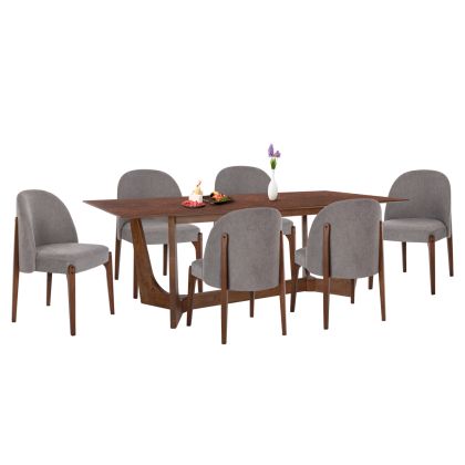 КОМПЛЕКТ МАСА И СТОЛОВЕ 7 ЧАСТИ RIMER HM21339 МАСА ОТ MDF - СТОЛОВЕ ОТ КАУЧУКОВО ДЪРВО И ПЛАТ