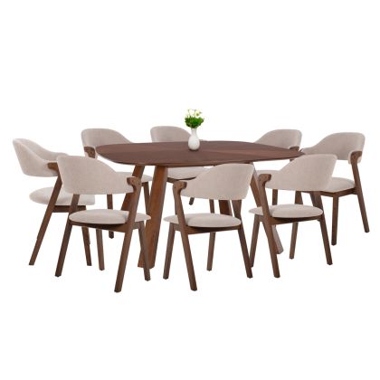 КОМПЛЕКТ МАСА И СТОЛОВЕ 9 ЧАСТ RIDER HM21341 КВАДРАТНА МАСА ОТ MDF - СТОЛОВЕ ОТ КАУЧУКОВО ДЪРВО И ПЛАТ