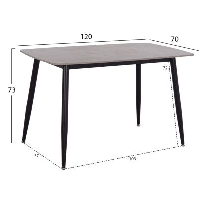 КОМПЛЕКТ МАСА И СТОЛОВЕ 5 ЧАСТИ RAVEN HM21068.03 КЕРАМИЧЕН ПЛОТ СИВ МРАМОР - СИВ ПЛАТ