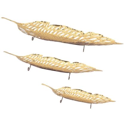 КОМПЛЕКТ МЕТАЛНИ ЧИНИИ ЗА СЕРВИРАНЕ/3 ПЕРФОРИРАНИ ЗЛАТНИ ЛИСТА - Д: 74x23x6, М: 9x18x6,5, Ш: 43,5x14x6 см 2/KIB