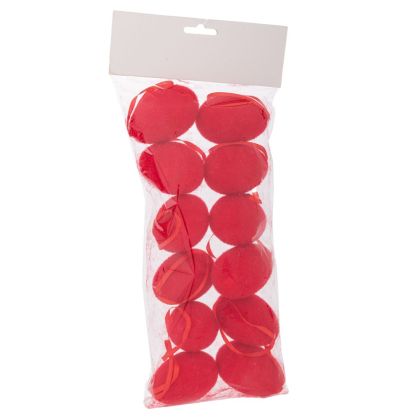 Комплект от 12 висящи яйца флок в червен цвят 30x10x4 см