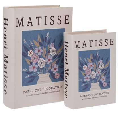 КОМПЛЕКТ ОТ 2 ДЕКОРАТИВНИ КУТИИ - КНИГИ В БЯЛ ЦВЯТ 19X7X27 СМ