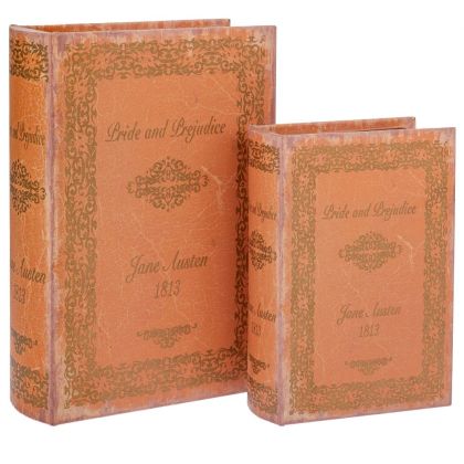 КОМПЛЕКТ ОТ 2 ДЕКОРАТИВНИ КУТИИ - КНИГИ В ЖЪЛТ ЦВЯТ 19X7X27 СМ